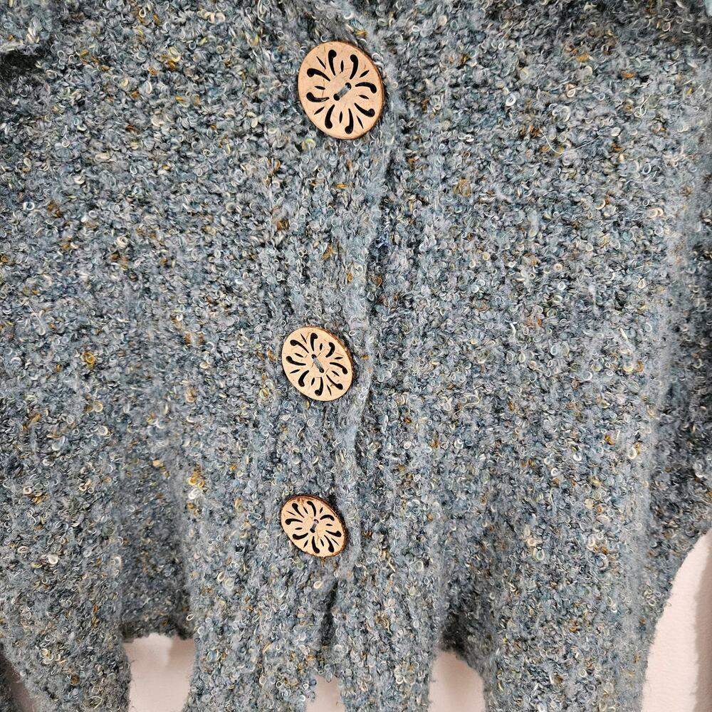 Parkhurst Knit Blue Button Up Sweater Cardigan Big Collar Long Sleeve Size L - Picture 3 of 7
